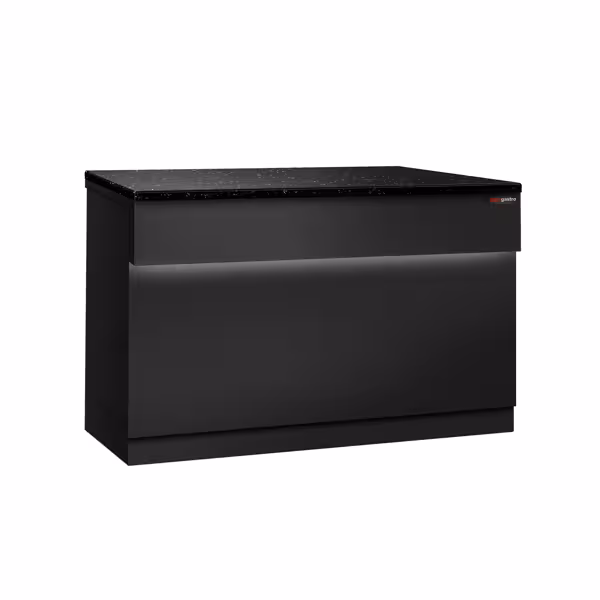 Lada kasowa TORONTO – 1150 mm – czarny panel przedni – z czarnym blatem granitowym