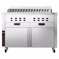 Charcoal Grill - 1120mm - for Adana & Shish Kebab - 15 automatic rotating skewers - with cabinet base