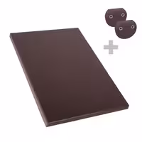 Vágódeszka - 250x400 mm - Vastagság: 20 mm - HACCP - polietilén - barna - csúszásgátló ütközőkkel