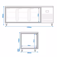 Pekarski zamrzni pult PREMIUM PLUS - 2185x800 mm - 635 l - Ventilirano hlađenje - s 3 vrata - granitna radna ploča