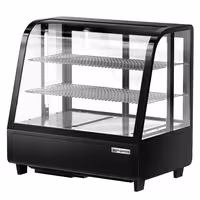 Countertop display fridge - 100L - 682mm - Double glazing - round - with 2 shelves - rear sliding glass doors