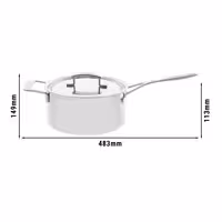 DEMEYERE | Industry 5 Saucepan with Lid – Ø220 mm – 18/10 Stainless Steel – Induction Ready