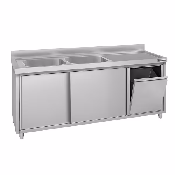 ECO umivaonik – 2000 x 600 mm – s košem za otpad i dvije zdjele s lijeve strane