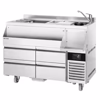 Stół chłodniczy barowy do koktajli i napojów – 1200 mm – 150 L – z 4 szufladami i gniazdem 230 V