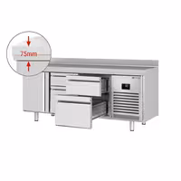 Rashladni pult PREMIUM PLUS - 1960x700 mm - 465 l - Ventilirano hlađenje - s 1 vrata - s 4 ladica - Podignuti rub