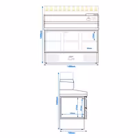 Table réfrigérée à pizza PREMIUM - 1400 x 700 mm - avec 6 tiroirs 1/2 - incl. vitrine réfrigérée 6 x GN 1/4