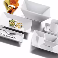 (12 adet) Tatlı / Salata Kasesi - MAYA - Porselen - köşeli - 215x215mm - Beyaz