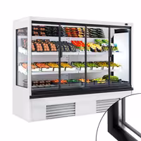 Přístěnný chladicí regál - 2 580 mm - 740 l - 4 až 6 °C - s 4 skleněnými křídlovými, s dvojitým zasklením & 2 policemi - bílá