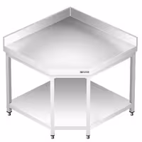 طاولة عمل ستانلس ستيل زاوية PREMIUM - 1000x700mm - مع رف سفلي & حاجز خلفي