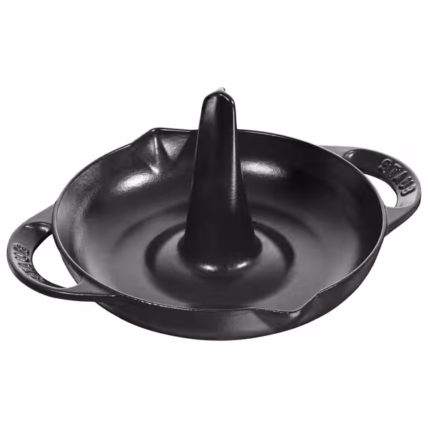 STAUB | Cast Iron Chicken Roaster – Ø 24 cm - Black - Dual Pour Spouts, Oven to 260°C