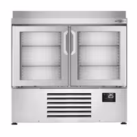 Stół chłodniczy barowy do napojów Premium PLUS – 978 x 700 mm – z 2 drzwiami szklanymi – z rantem
