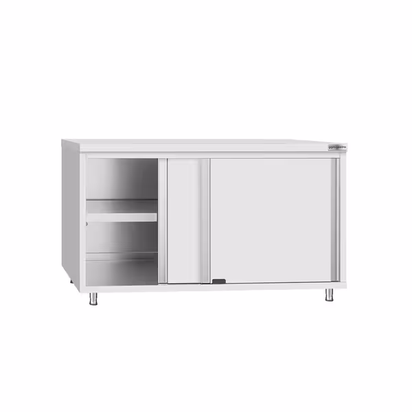 Masă de lucru tip dulap din oțel inoxidabil ECO - 1400x700 mm - uși glisante