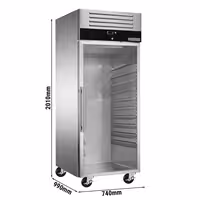 Szafa chłodnicza piekarnicza PREMIUM – stal nierdzewna – EN 600 x 800 – 800 L – z 1 drzwiami szklanymi