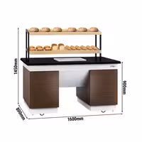 Bakery Buffet Display Counter DUBLIN - 1600mm - with 2 Shelves - on Castors - Black Granite Worktop