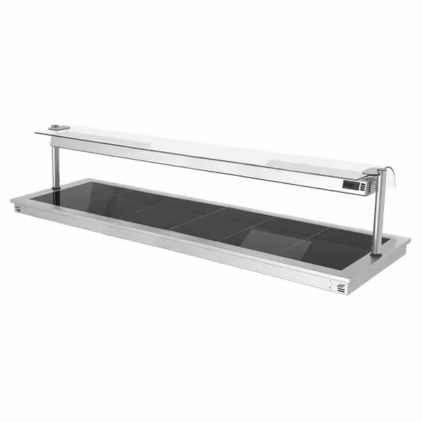Värmeplatta i rostfritt stål - drop-in - 2110 mm - 6x GN 1/1 - 2,7 kW - med hygienskydd i glas