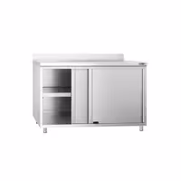 خزانة قاعدية ستانلس ستيل PREMIUM - 1200x600mm - أبواب منزلقة - مع حاجز خلفي