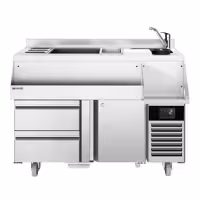 Stół chłodniczy barowy do koktajli i napojów – 1200 mm – 150 L – z 1 drzwiami, 2 szufladami i gniazdem 230 V