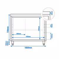 خزانة عمل ستانلس ستيل ECO - 1000x600mm - أبواب منزلقة