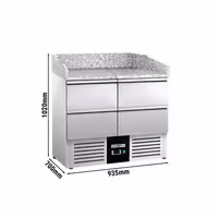 Pizzakylbänk PREMIUM - 935x700 mm - 4 lådor