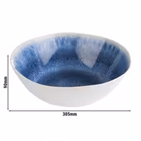 (6 adet) Kase - BLUE OCEAN - Melamin - 3L - köşeli - 305x305mm - Derinlik:90mm - Beyaz/Mavi