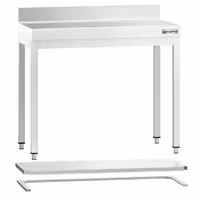 Commercial Stainless Steel Centre Table PREMIUM - 800x700mm - with Undershelf - with Rear Upstand - with Cross Bracing