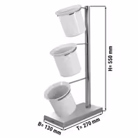 Cutlery Tray - 130x270mm - Height: 550mm - Stainless steel - with 3x 1 shelves - with 3 compartments - Chrome