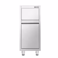 Commercial Waste bin - Push-top bin - 940(H)x400(W)x500(D)mm - with rear wheels - soft-close & without upstand - Stainless steel
