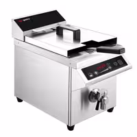 Indukcijska friteza - 8 L - 3,5 kW - elektroničko upravljanje - s odvodnom slavinom - stolna
