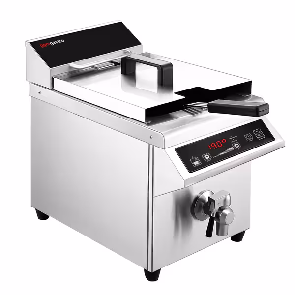 Indukcijska friteza - 8 L - 3,5 kW - elektroničko upravljanje - s odvodnom slavinom - stolna