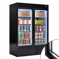 Commercial multideck display freezer - 1310L - with 2 glass sliding doors - Black