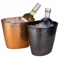 Posuda za hlađenje vina/pjenušca - Aluminij - 2,1 l - Crna, čekićana tekstura