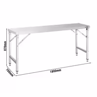 Paslanmaz Çelik Çalışma Tezgahı - Katlanabilir - 1800x700mm