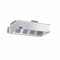 Commercial Wall-Mounted Extractor Hood with Motor – 2200mm – with Speed Controller, Baffle Filters & Lighting