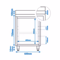 خزانة قاعدية ستانلس ستيل KOPENHAGEN PREMIUM - 600x600mm - أبواب مفصلية - مع حاجز خلفي