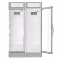 (2 pcs) Commercial Beverage Display Fridge - 1190mm - 694 Litres - with 2 hinged glass doors - LED lighting - digital controller with temperature display - Grey - Temperature range 2 to 10 °C