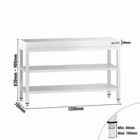 RST-työpöytä PREMIUM - 1200x700 mm - alatasolla & välitasolla