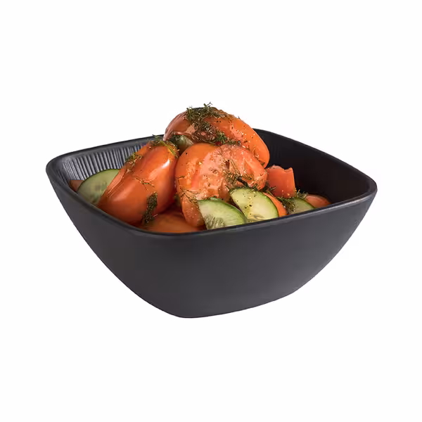 (6 adet) Kase - NERO - Melamin - 1,5L - köşeli - 195x195mm - Derinlik:80mm - Siyah