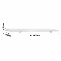 Työtason leikkuulevy - 1400x600 mm - Paksuus: 40 mm - HACCP-yhteensopiva - Polyeteeni (PE500) - Valkoinen - Työtason reunastopparilla