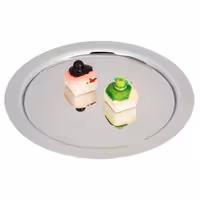 (4 pcs) Serving Tray - Stainless Steel - Ø390mm - polished - with clear dome