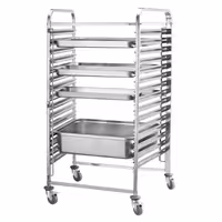 Inox kolica za GN plehove - za 16 GN 2/1 - kotači Ø 125 mm (2 s kočnicom)