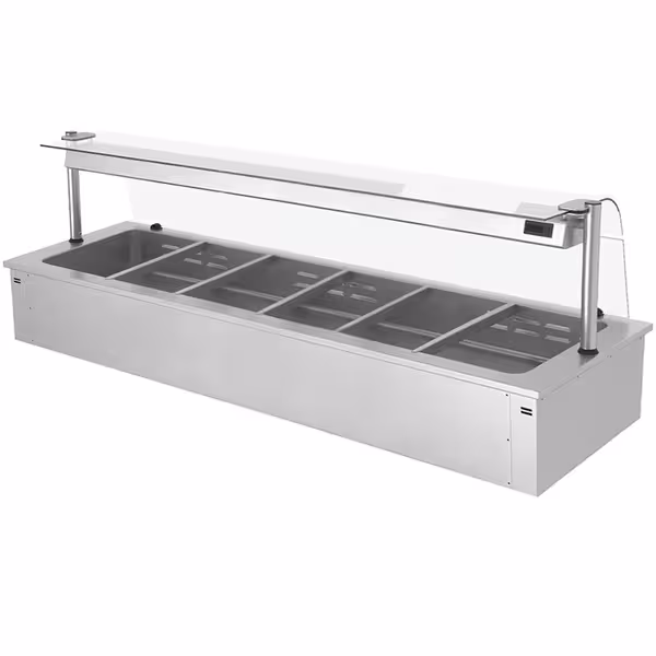 Toplovodna kupka električna ugradbena - 2110 mm - 4,38 kW - 6x GN 1/1