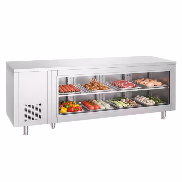Rashladni pult - 2330x700 mm - 632 l - Ventilirano hlađenje - s 4 vrata - s ostakljenom frontom