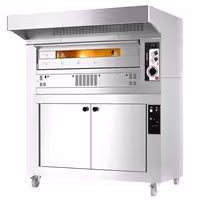 Gas Deck Pizza Oven - Single Deck - Refractory Stone Deck - 6 x Ø33cm - 230V Single Phase - Mechanical Controls - incl. Stainless steel hood & Proofing cabinet