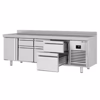 Aukstuma galds PREMIUM PLUS - 2452x600 mm - 510 l - ar 1 durvīm - ar 6 atvilktnēm - Ar apmali