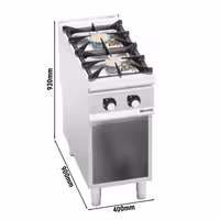 Fogão a gás - 16,0kW - 2 queimadores - aberto com base - com queimadores de alto rendimento