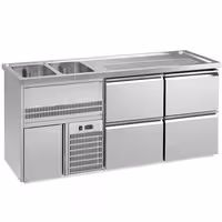 Direct Draw Beer Dispenser / Kegerator PREMIUM – 2 sinks left - 1950×700 mm