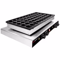 Commercial Waffle Maker - Single - Manual - 1.7kW - Shape: Poffertjes - Ø 42mm - for 50 pieces - plates with Teflon coating