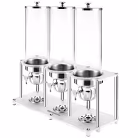 Commercial Cereal Dispenser - Trple - 3 Plastic Containers - 3x 3.7L - Silver