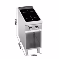 Placa vitrocerâmica de bancada - 8,0kW - 2 zonas de cozedura - aberto com base - alto desempenho