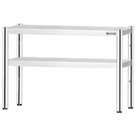 Pöytähylly - ruostumattomasta teräksestä - 2 tasoa - 1200x370 mm - korkeussäädettävä